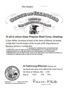 Certificate of good standing illinois