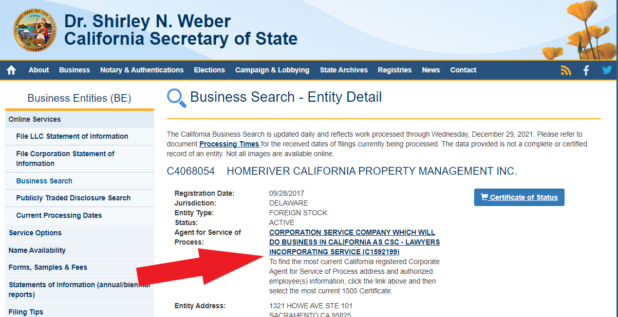 How to Serve a Subpoena to Homeriver California Property Management Inc Lance Casey & Associates